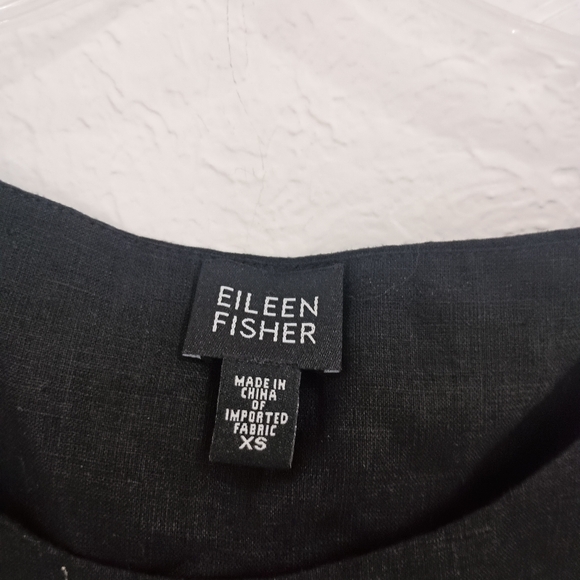 Eileen Fisher Black Sleeveless Irish Linen Dress - Picture 2 of 9